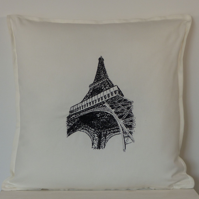 Kissenhülle weiß „Paris Eiffelturm"