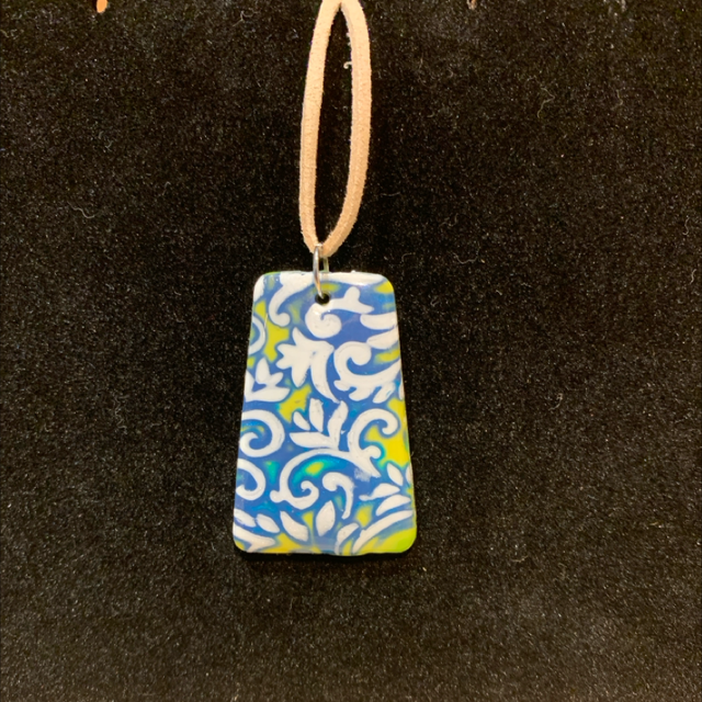 Blue and Green Paisley Pendant Necklace 