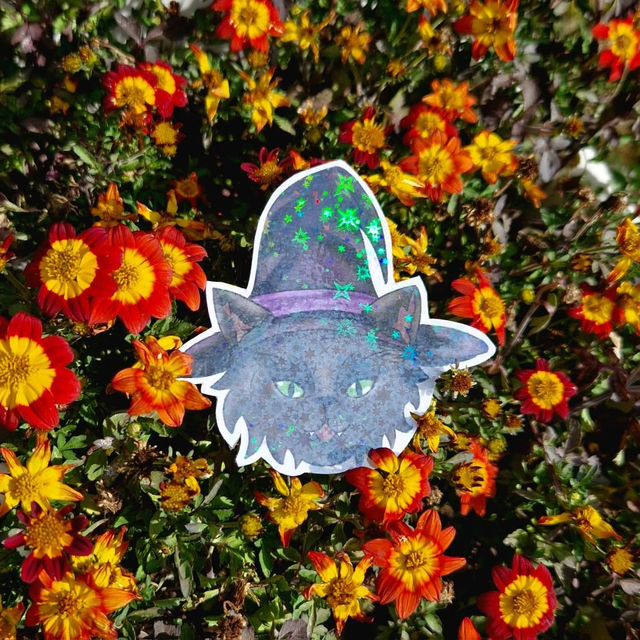 Magnet holographique Chat Noir Sorcier 