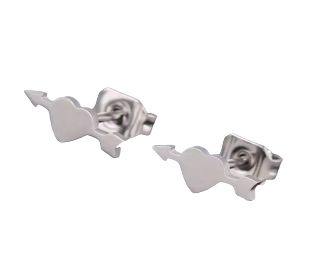Delicate Heart & Arrow Stud Earrings