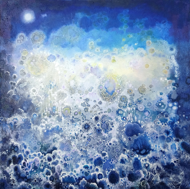 Księżyc, 90x90 olej płótno 2018