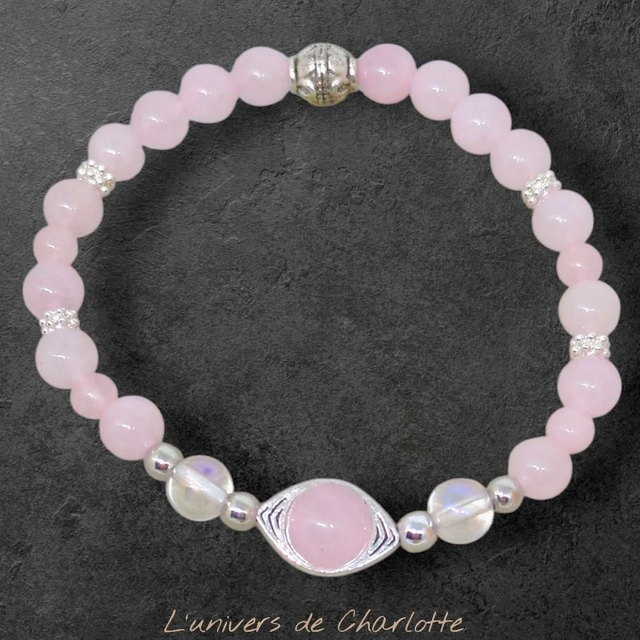 Bracelet glam "Quartz rose" 6mm BR-151