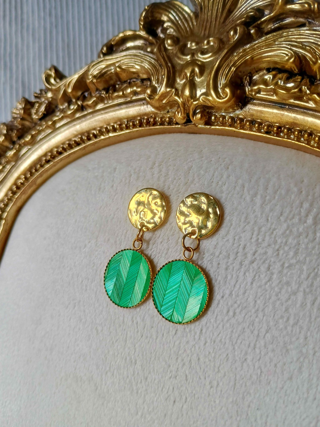 Boucles d'oreilles MARTELÉE Chevron vert pomme