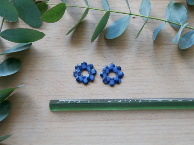 Bloom 8 pétales damier bleu