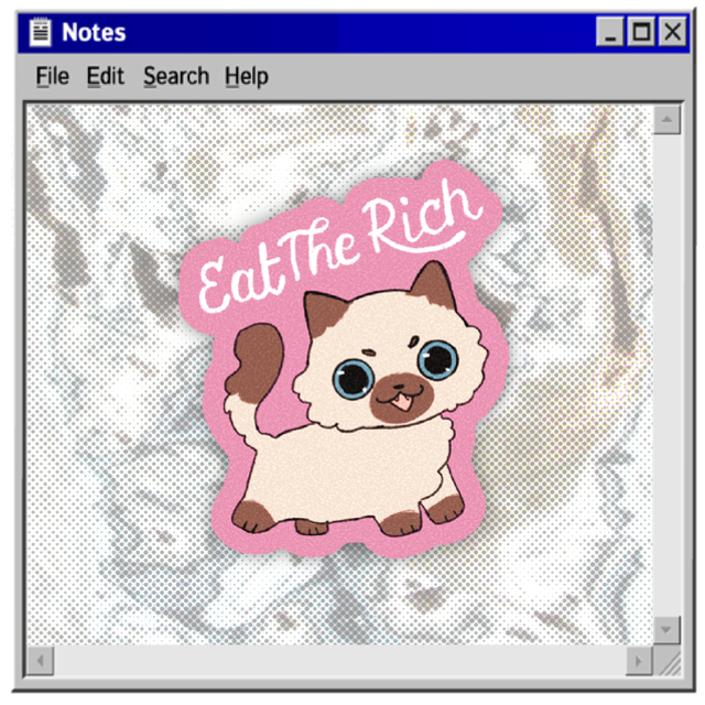 « eat the rich » cat glitter textured vinyl sticker 