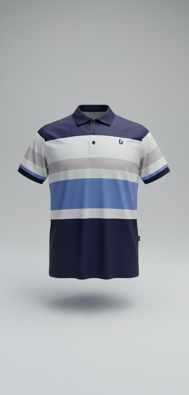 POLO - BLUE & WHITE STRIPE