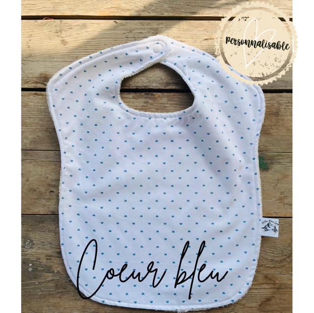 Grand bavoir &quot;Coeur bleu&quot;