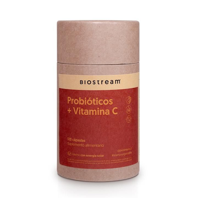 Probióticos + Vitamina C Biostream 60 Cápsulas – Inmunidad y Digestión Saludable