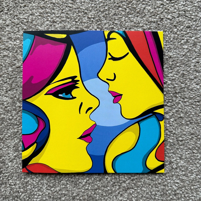 Psychedelic Girls - Single Square Pop Art Greeting Card, White Envelope, Blank Inside, Recyclable Wrap, Professionally Printed