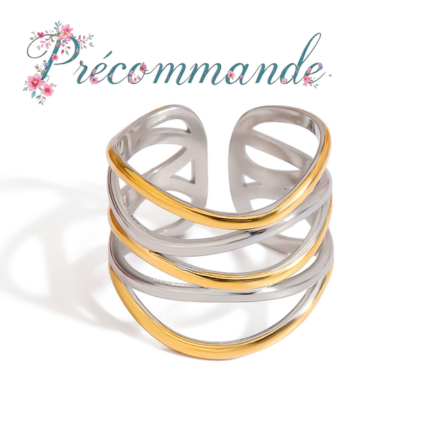 Bague YSALIE Bicolore | Ajustable en acier inoxydable 