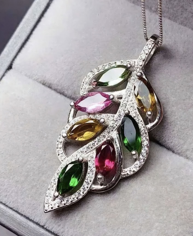 Turmalin Anhänger 925 Silberkette