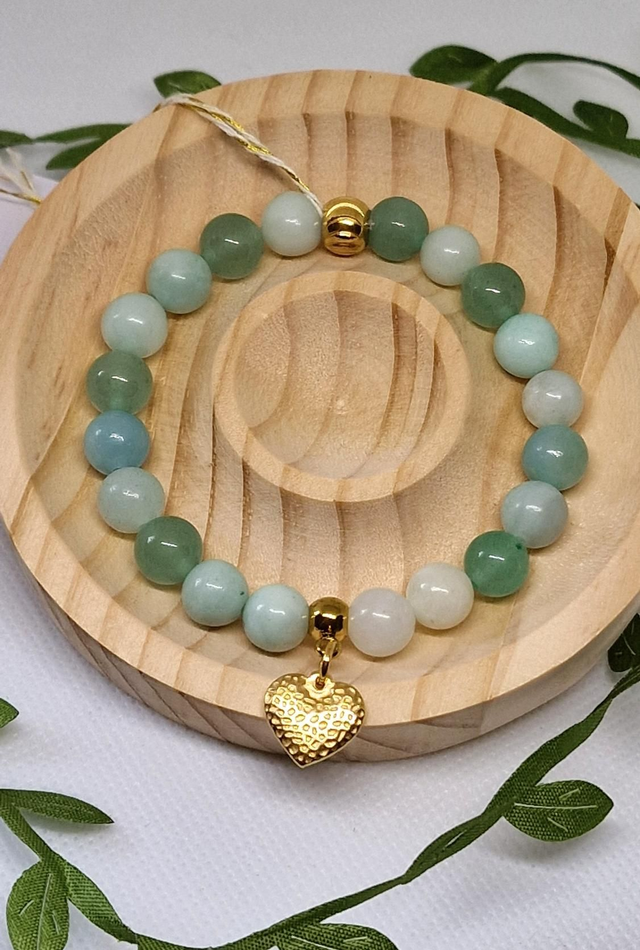 Bracelet Amazonite et Aventurine verte en 0,8 cm