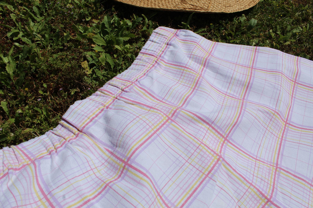 Short upcyclé carreau rose et jaune - Taille 2