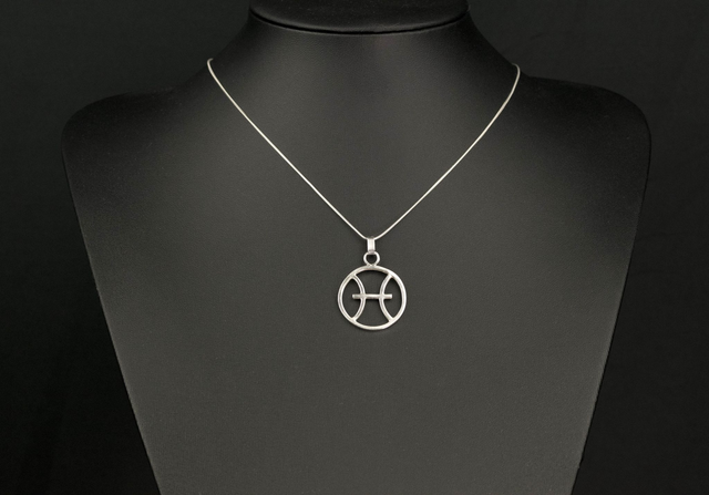 Silver Pisces Zodiac Star Sign Pendant