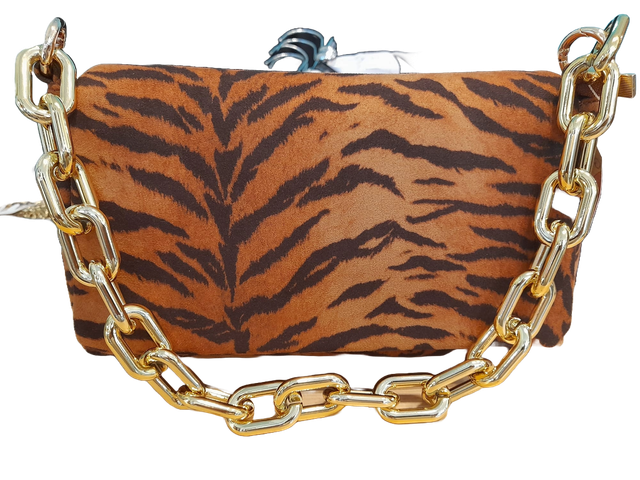 bolso animal print con cadena 