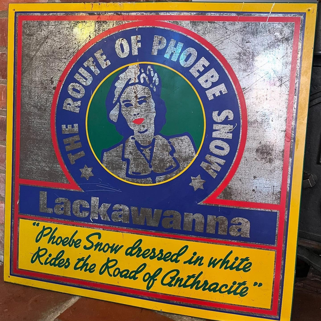 1950’s American LACKAWANNA “The Route Of Phoebe Snow” Railroad Sign