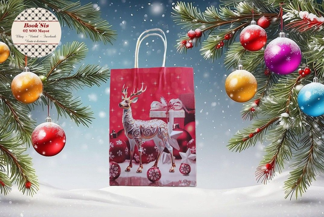 Sacs cadeaux Noël 18,5x25,5x9,5 cm
