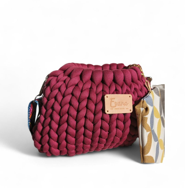 Grenat - grande bourse - logo en cuir