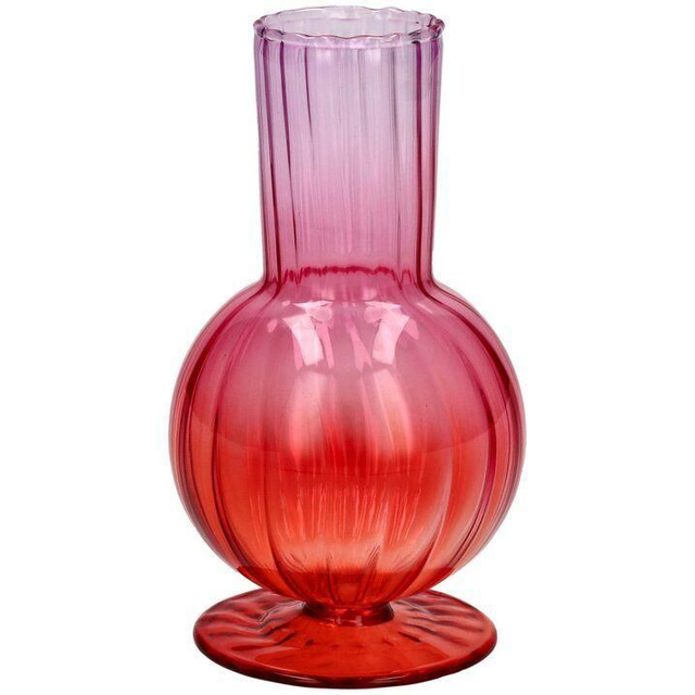 Jacquard, Vase mit Fuß und Farbverlauf, H14,5cm, rot, gs