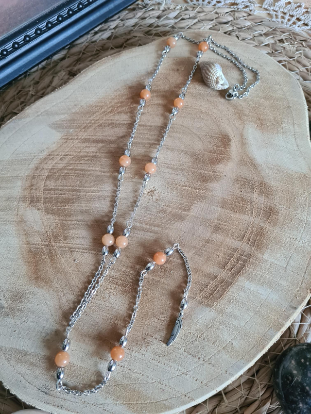 Collier cravate Aventurine orange