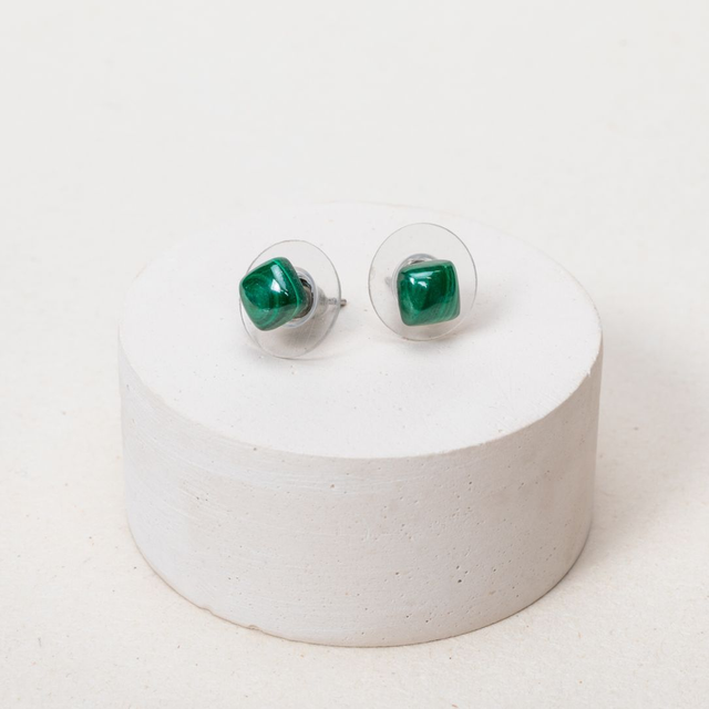 Boucles d’oreilles Puces Malachite