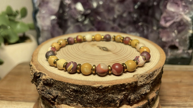 Bracelet JASPE MOOKAITE 6mm (Avec hématites)
