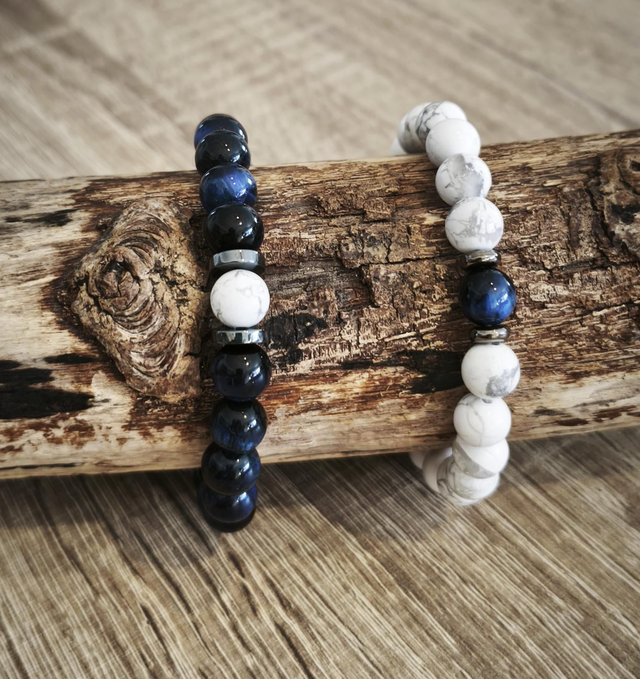 Duo Oeil de tigre bleu/Howlite