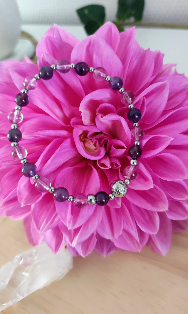 Bracelet "Anxiété et Stress" Améthyste lavande et Améthyste