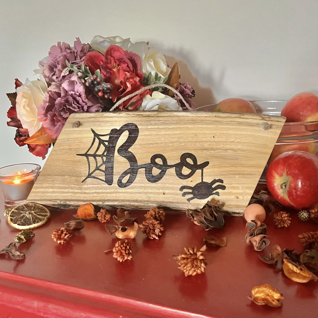 Handcrafted Elm Wood Halloween Wall Hanging