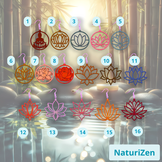 Boucles d&#039;Oreilles en Bois de Style Fleur de Lotus avec Crochets en Argent 925 🌺✨