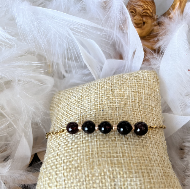 Bracelet chaînette grenat 6mm