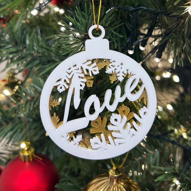 2 x Circular Love Baubles (Gold)