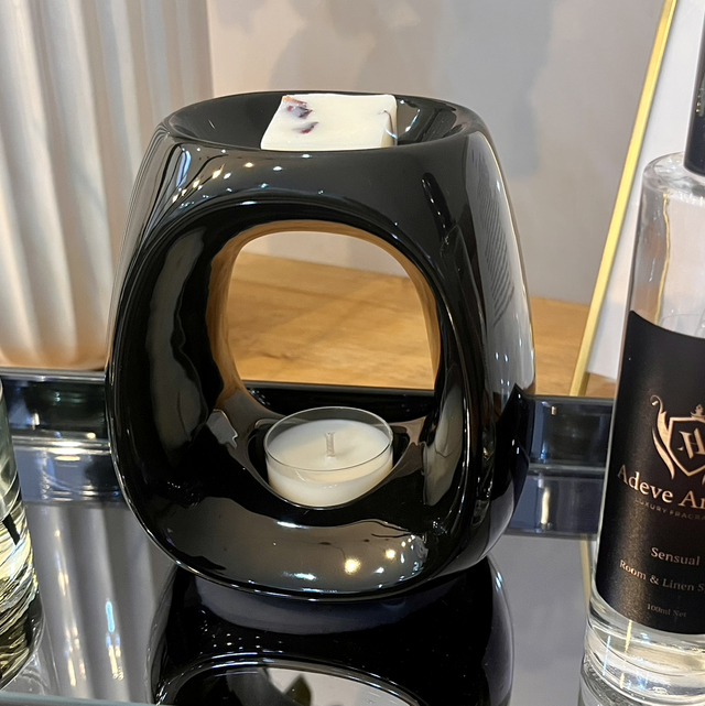 Black Oval Handmade Ceramic Wax Burner