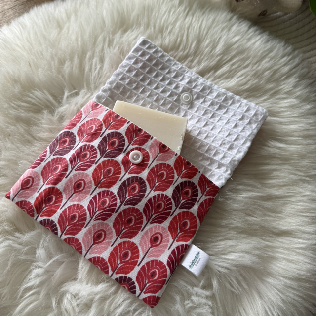 Pochette à savon feuille rouge