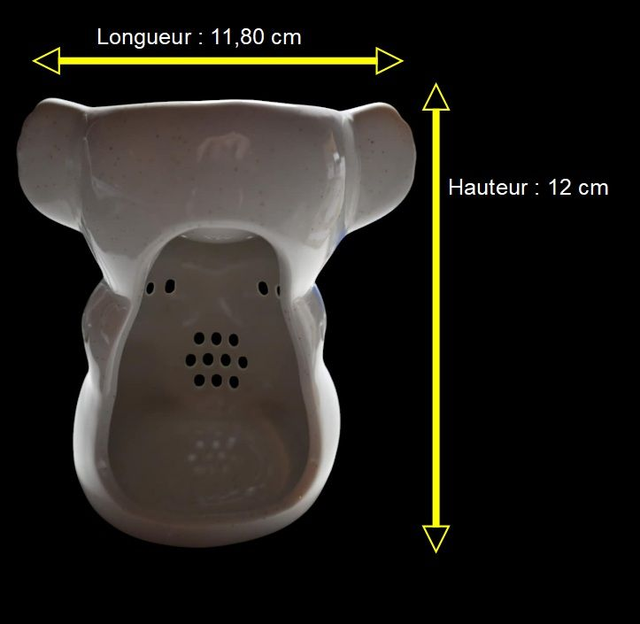 Brûle-parfum en céramique blanche en forme de koala.