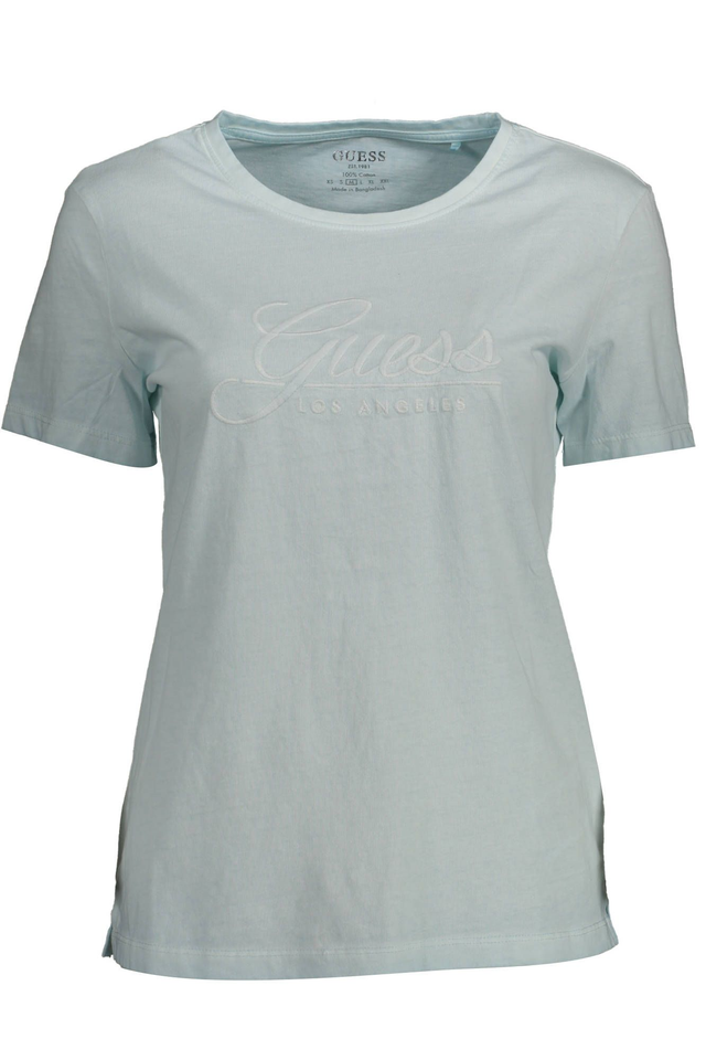 GUESS JEANS T-SHIRT MANICHE CORTE DONNA AZZURRO