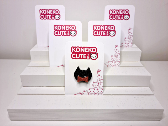 Sparkle Pink Bowtie Cat Pin