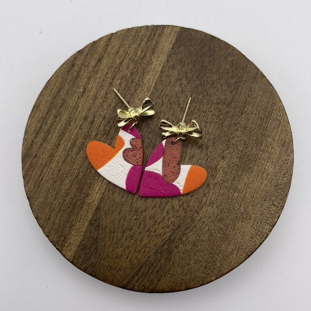 Heart bow earrings
