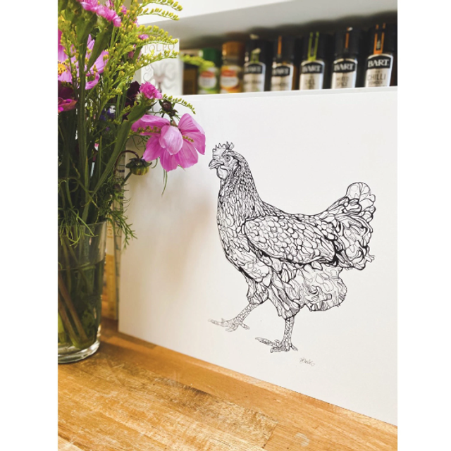 B&W A3 print - chicken