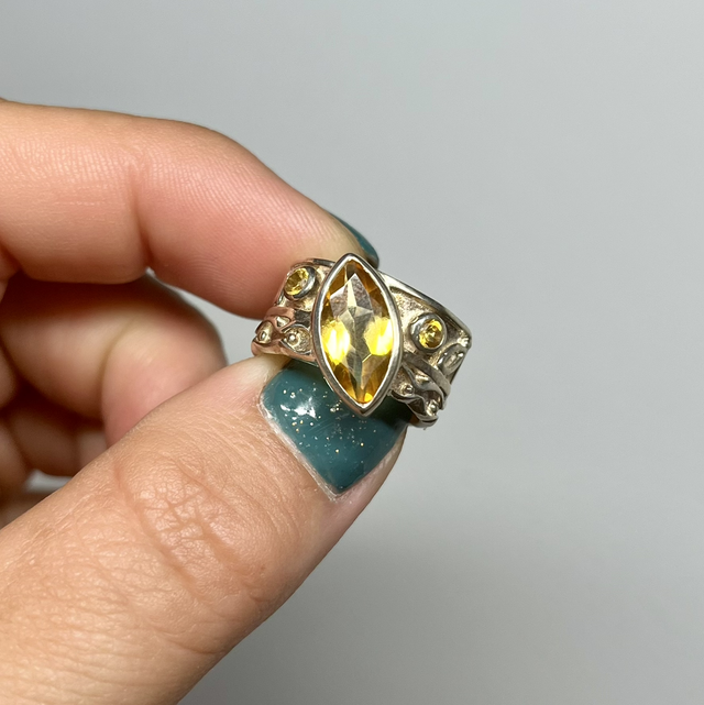 Bague en argent et Citrine - Taille 52