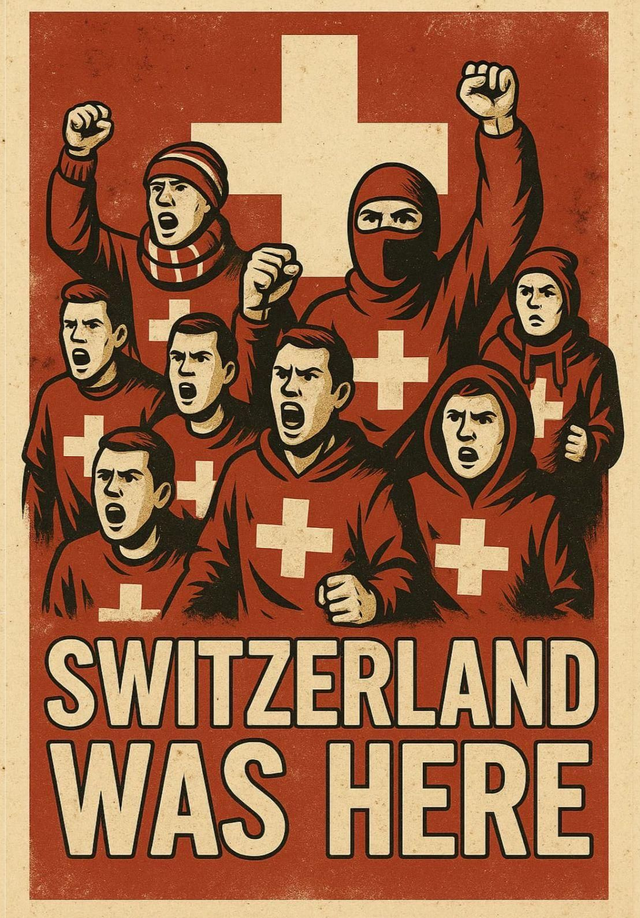 Aufkleber "Switzerland was here"