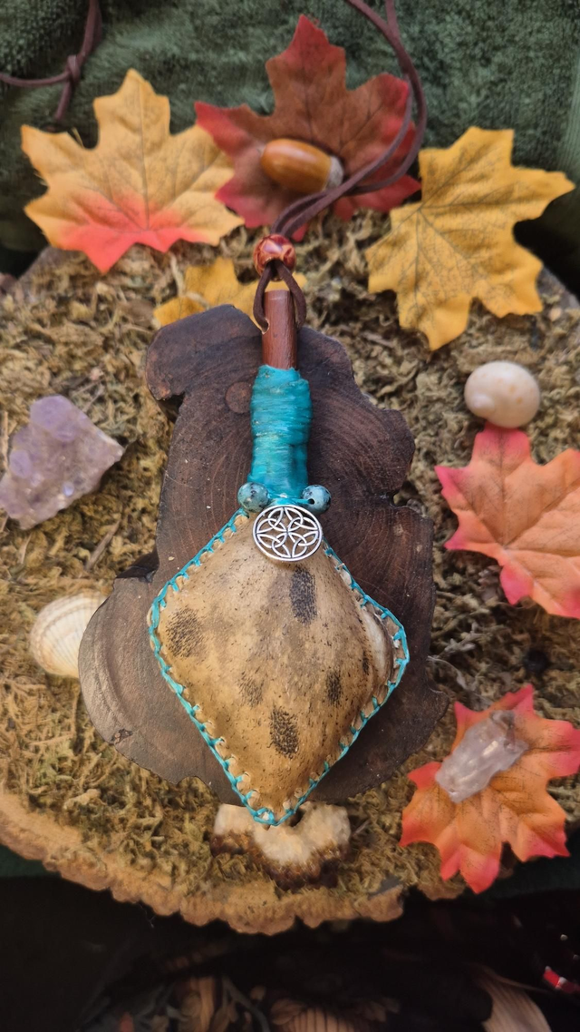 Stag Shamanic Necklace Rattle with Celtic Knot Charm