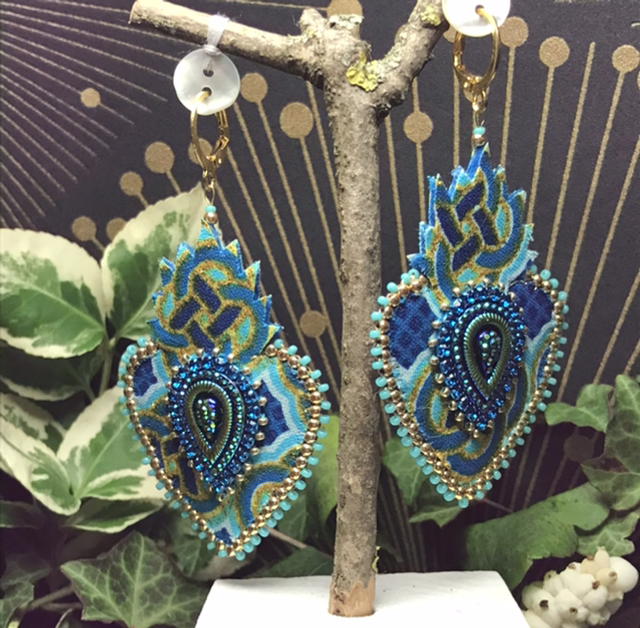 Bo ex-voto wax bleu/or perlé