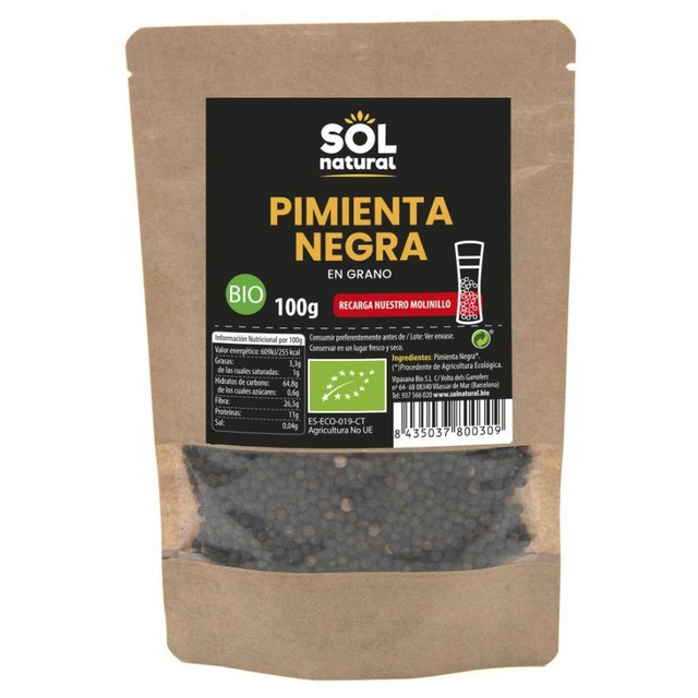 Pimienta Negra en Grano Bio 100g Solnatural