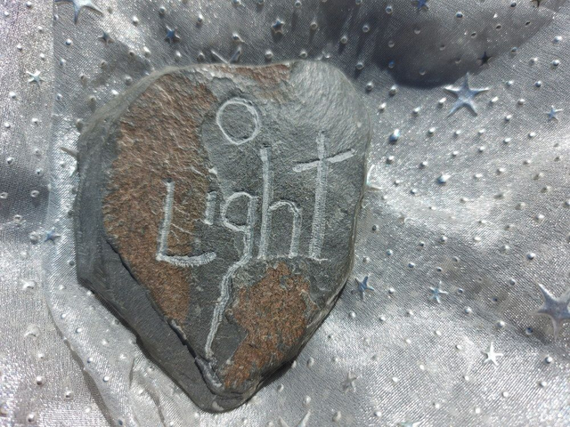 Light / Goleuni - Slate Engraving 8x9cm double sided