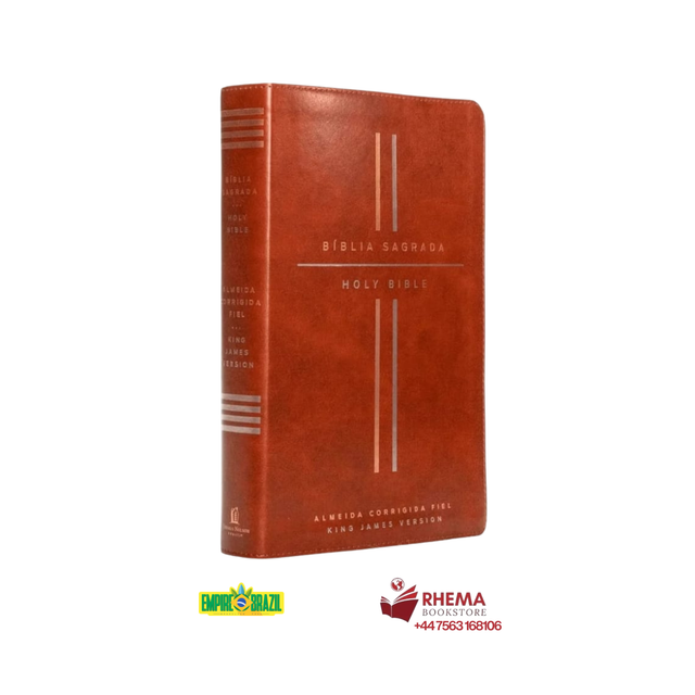 Bíblia Bilíngue, Português/Inglês, Almeida Corrigida Fiel/King James Version, Couro Soft, Em couro