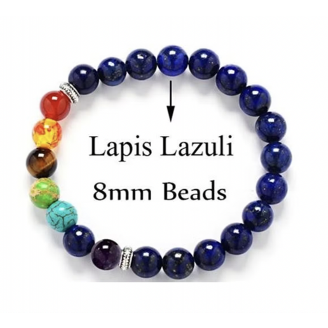 BRACELET imitation PIERRES NATURELLES 7 CHAKRAS et LAPIS LAZULI 8mm