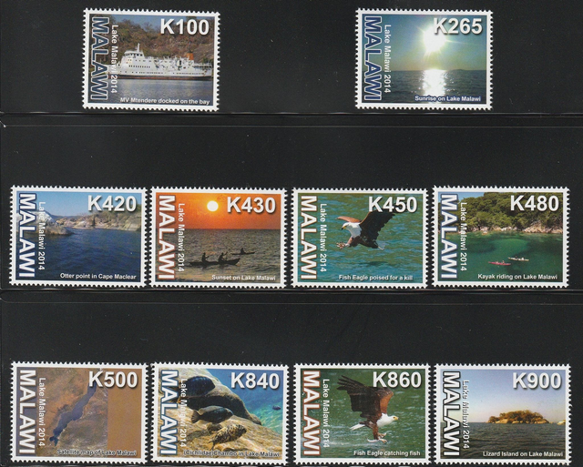 Malawi 2014 Lake Malawi,Landscapes,Birds,Fish set MNH