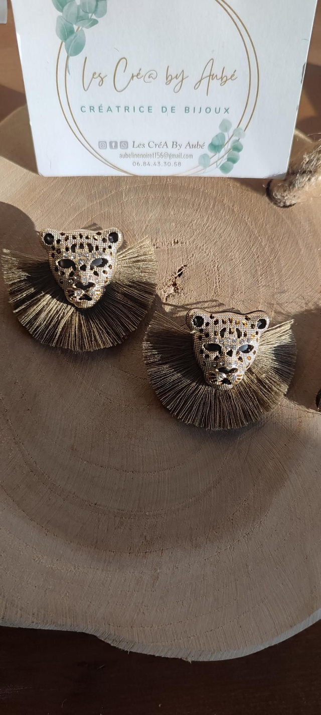 BO MINI BOHEME TIGRE GOLD/ STRASS / POMPONS KAKI 0000712