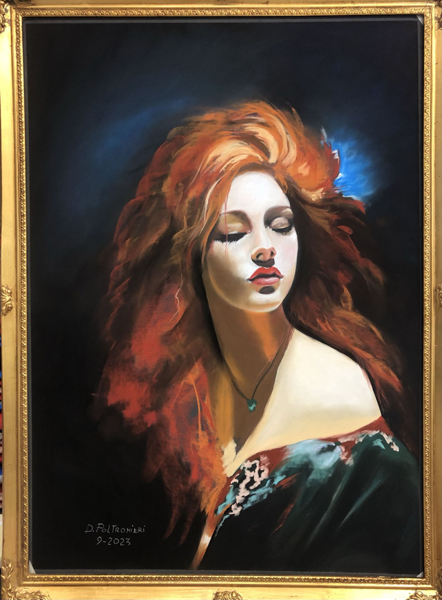 Ritratto, pastelli morbidi su carta Pastelmat 50 x 70 cm. (Daniele Poltronieri)